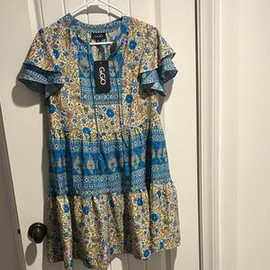 Blue Floral Mini Dress